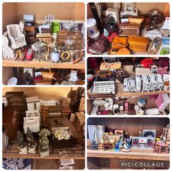 Large lot of dollhouse miniature furniture & accessories mostly vintage over 300 pieces