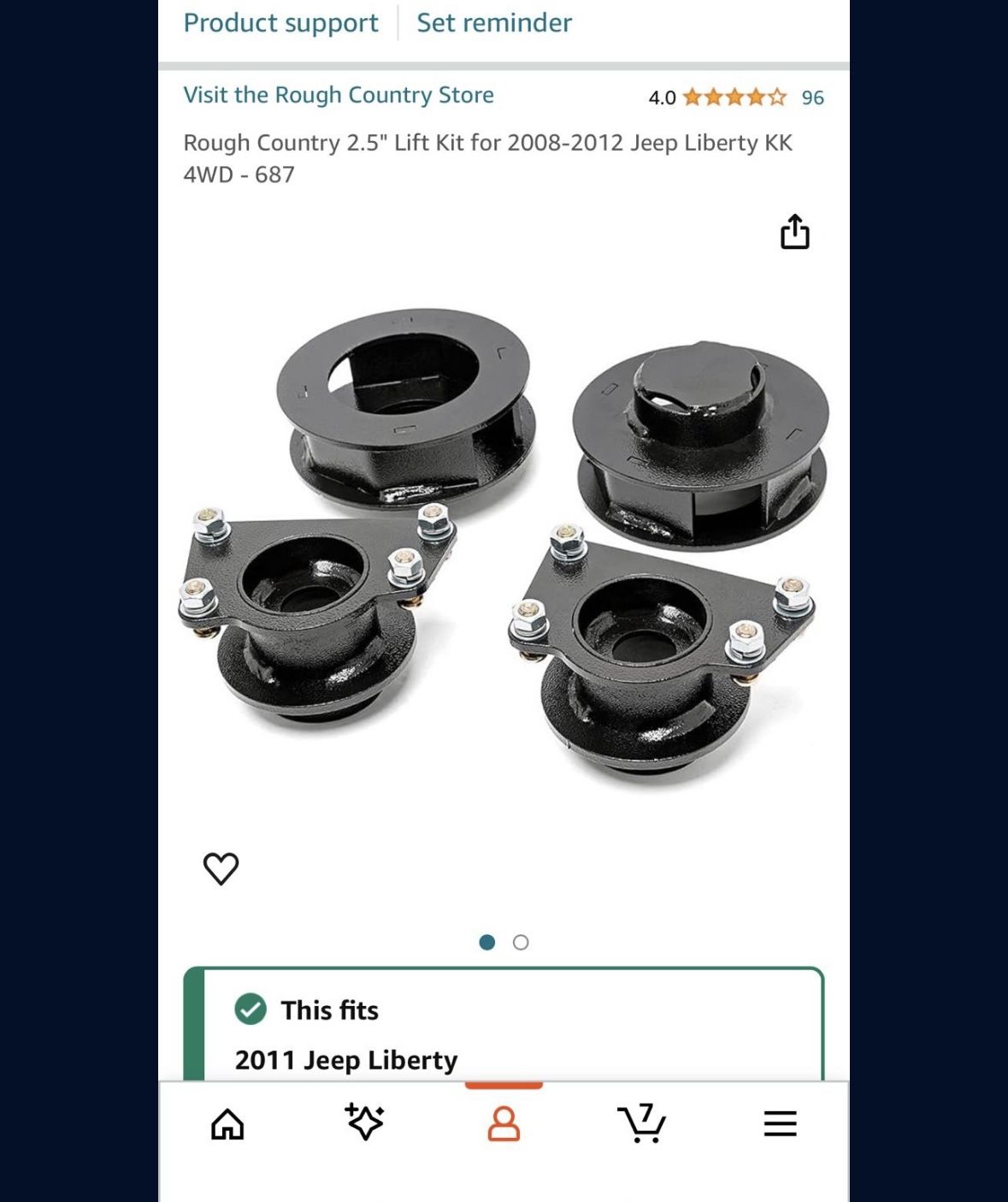 Rough Country 2.5" Lift Kit for 2008-2012 Jeep Liberty KK 4WD -