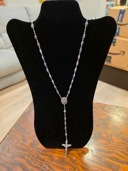 Vintage Silver And Purple Rosary