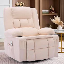 New-Oversized Swivel Rocker Recliner Chair with Massage & Heat,Nursery Rocking Chairs for Living Room,Recliner Chair for Adults,Ergonomic Relining Cha