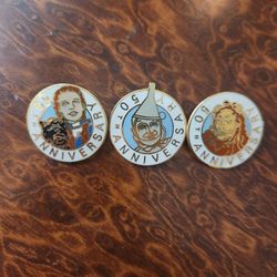 Wizard of Oz 50th Anniversary Pins 1989 Dorothy,  Tin Man & The Cowardly Lion. 
