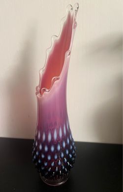 Fenton Plum Hobnail Opalescent Art Glass Swung Vase