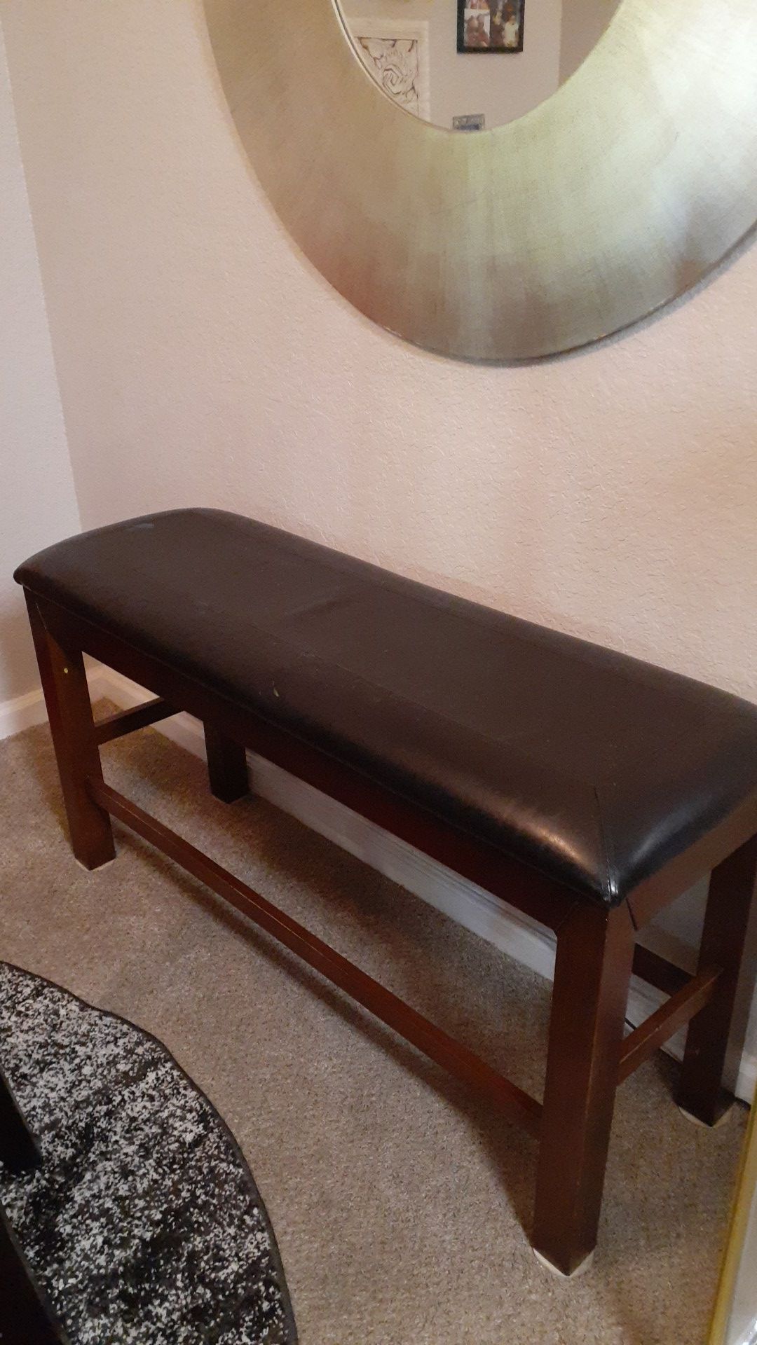 Wood leather bench chair