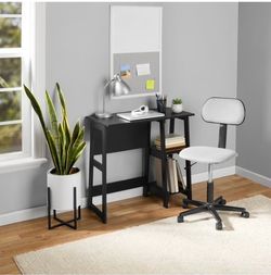 Mainstays Desk with 2 Open Shelves, True Black Oak New in Box