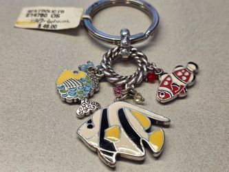 Brighton 3 Fish Sea Frolic Key Fob - F14780. • Finish: Silver plate