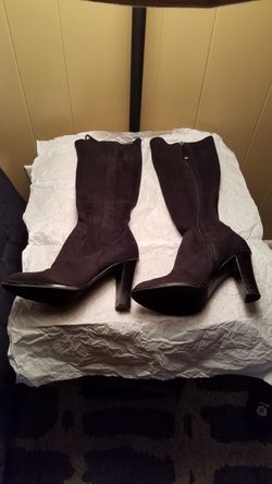 Black suede cloth boots