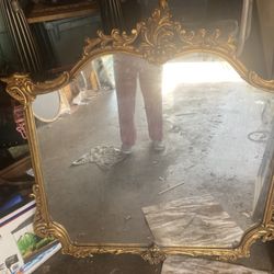 Large Antique Wood Gold Mirror 