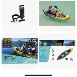 Intex Explorer K2 Kayak 2-Person Inflatable Set with Oars and Air Pump Orange