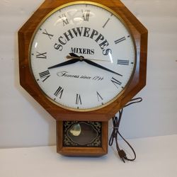 VINTAGE SCHWEPPES MIXERS ADVERTISING CLOCK