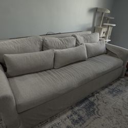 Pottery Barn  York Deep Roll Arm Goose Down Slip Cover Sofa