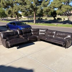 Leather Reclining Sectional Couch