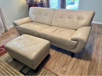Cindy Crawford Leather Sofa & Ottoman