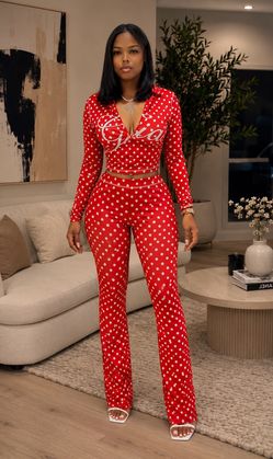 Gia Red Polka dot set