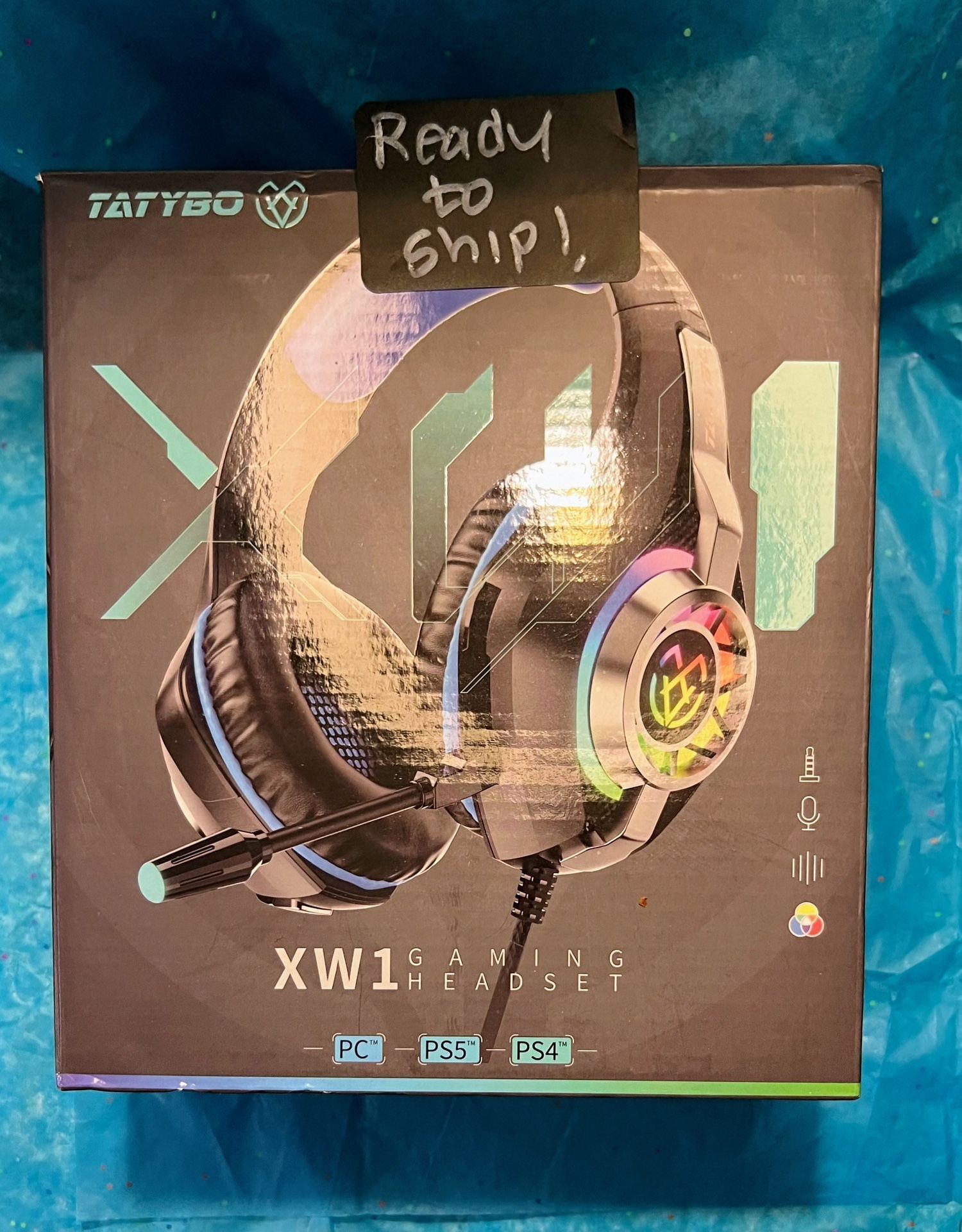 NEW In Box Gaming Headset PS4 PS5 Switch Xbox One PC with RGB Light, Noise Canceling Mic, Surround Sound Gaming Headphones