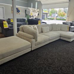 Corduroy Sectional With Ottoman 
