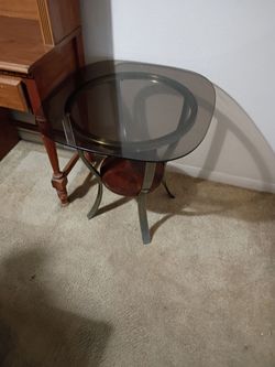 Square round brown glass table