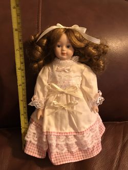 China Doll 8" Tall, Head Is 1.25" Wide, Porcelain Face Hands & Feet