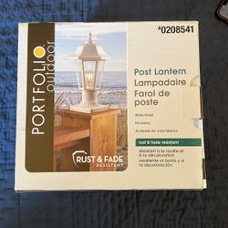 Portfolio Outdoor Fence Porch Post Lantern Light New In Box White Color