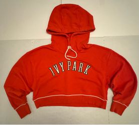 Pre Owned Good  Ivy Park  Box Hoodie  Cropped  Embroidered  Bright Red  Women  Size Small