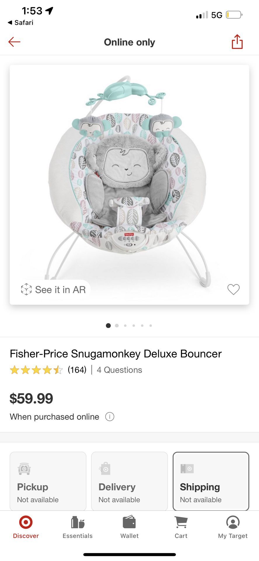 Fisher- Price Snugamonkey Deluxe Bouncer