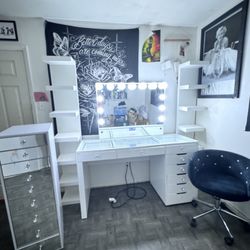 Beautiful  Vanity Set ( Just The Side Side Pieces, Dresser, And Chair) 