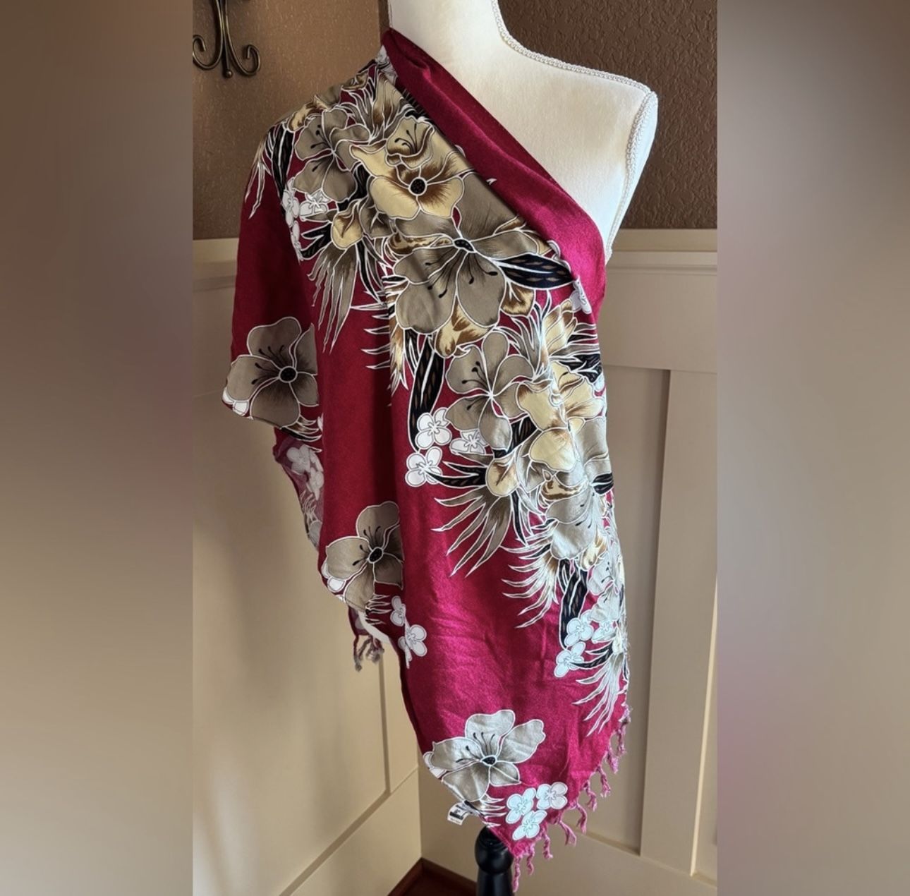 Floral Red Wrap Scarf