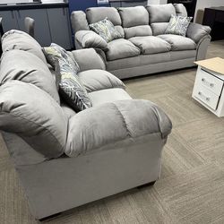 NEW GREY SOFA AND LOVESEAT FURNITURE SET WITH FREE DELIVERY