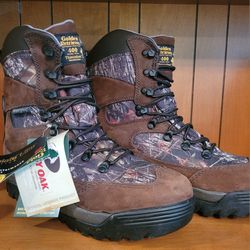 New 40401 Golden Retriever Brown Camo hunting Waterproof Slip Resistant Boots sz 12