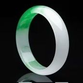 Green and White Jade Bangle