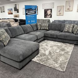 Dark Gray XL Sofa Sectional + Chaise Lounge Set - FREE DELIVERY PROMO 
