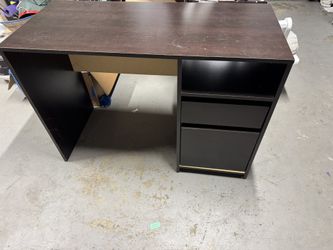 Computer Desk with 2 Drawers & Storage Shelf – Dark Brown