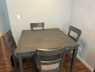 Gray Dining Table Set with 4 Chairs
