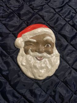 Santa Head Wall Plaque And Plate
