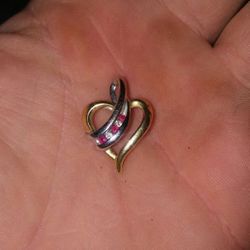Diamond and Ruby gold and  heart necklace