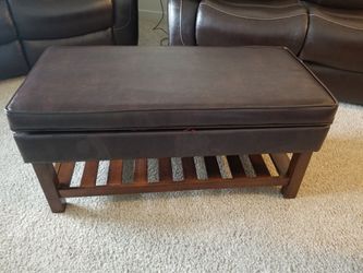 Shoe storage bench, leather