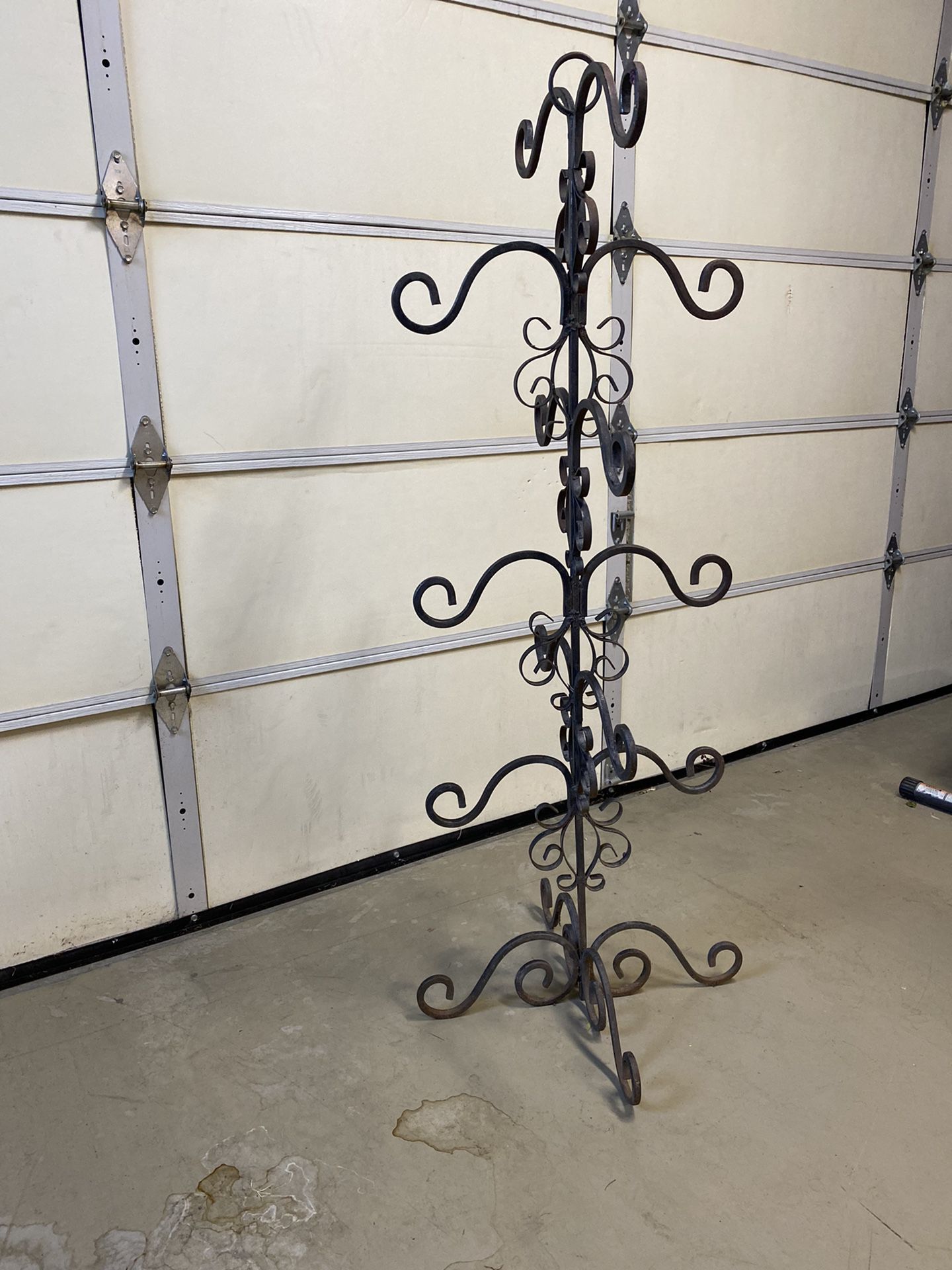 Vintage Wrought Iron 5 Ft. Tall Plant Stand for Hanging Baskets