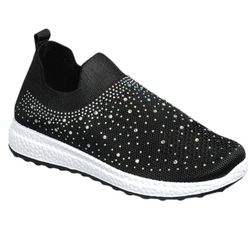 NWT Black Bling Rhinestone Slip on Sneakers