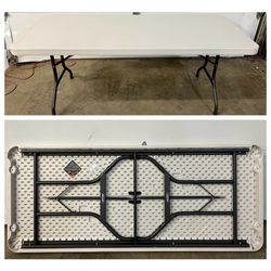 Lifetime 72” White Plastic Portable Folding Banquet Table. 6’ Folding Table Indoor Outdoor Commercial Grade