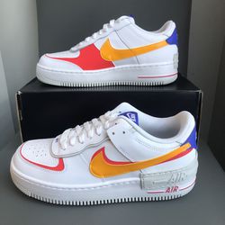 New Nike Women’s Air Force One Shadow Sneakers White/Siren-Red Size 10
