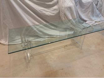 Lucite and glass coffee table and side table