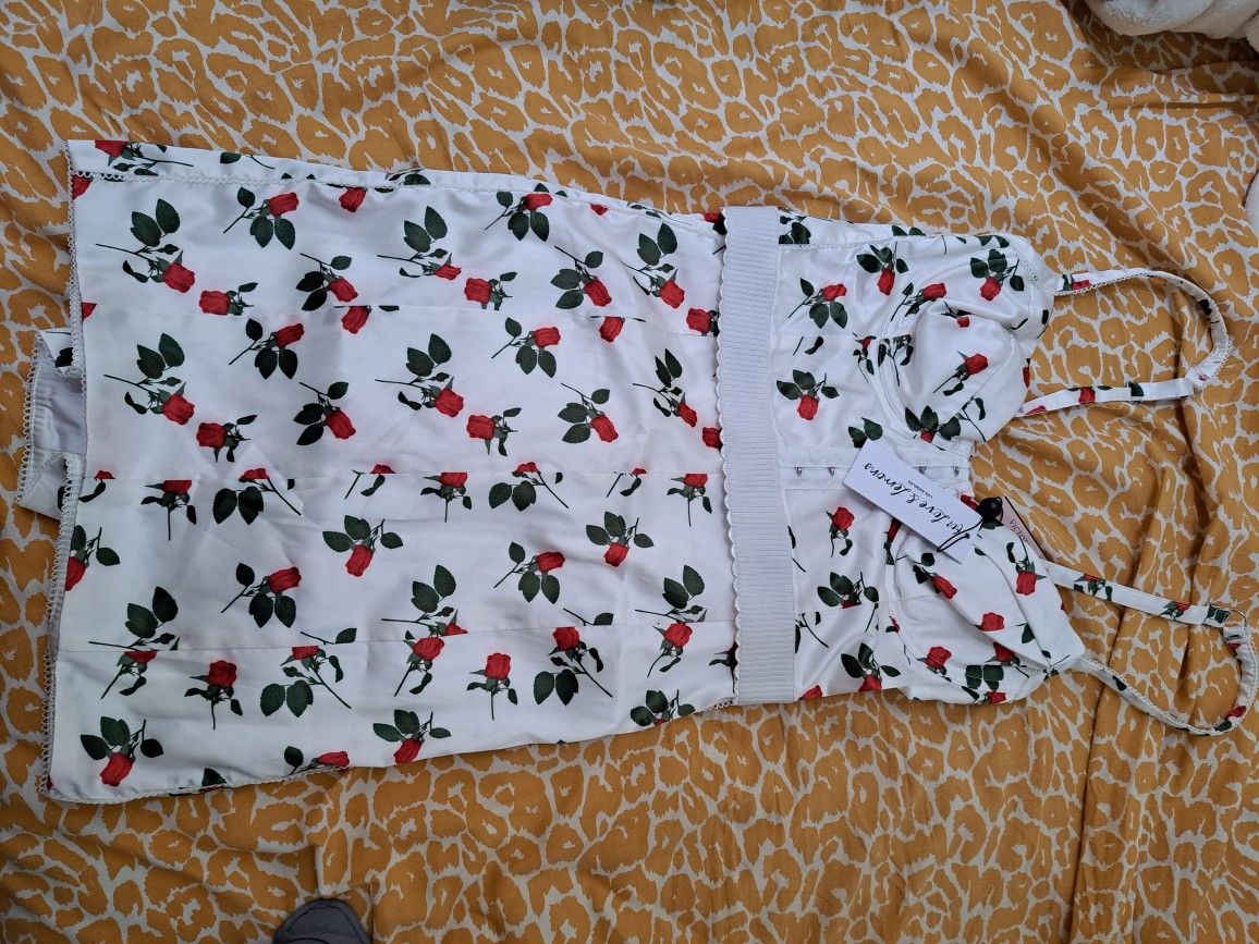 White And Red Roses: Victoria Secret Satin Mini Bondage Dress