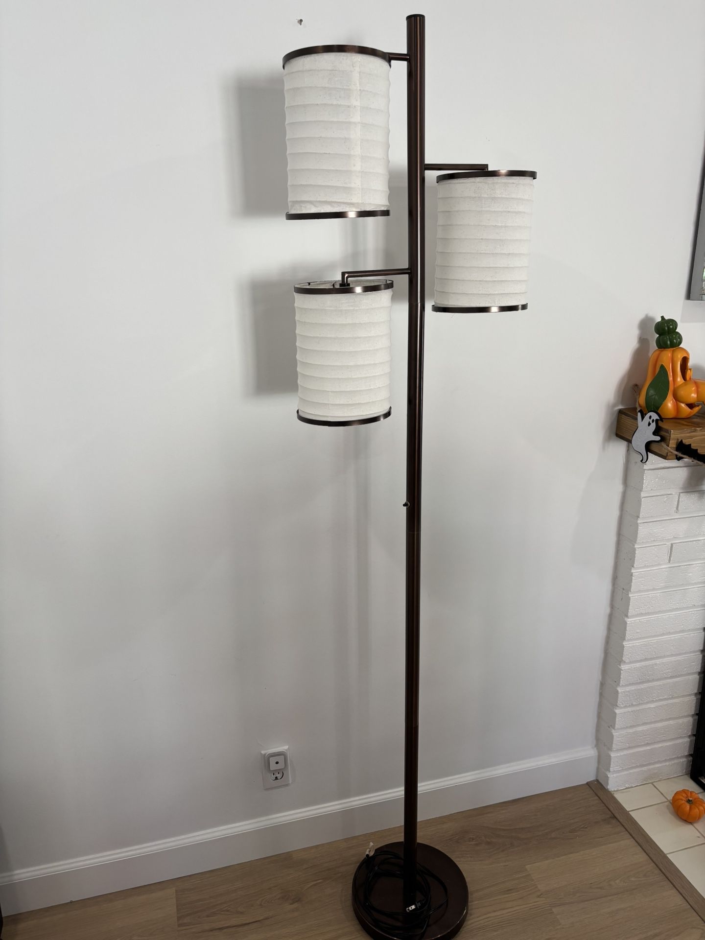 3 Light Floor Lamp with Drum Shades