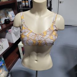 Zulu & Zephyr Women's Yellow and White  Swim Top Sz M 