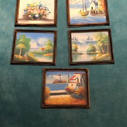 Hand Painting Art Original - Set Of 5