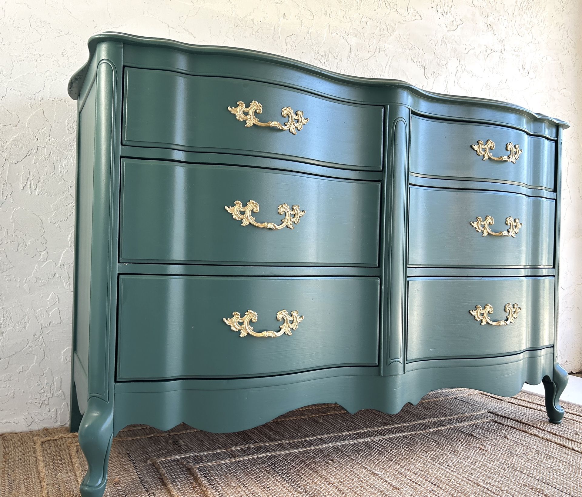 Refinished Lovely Six Drawer French Solid Wood Dresser