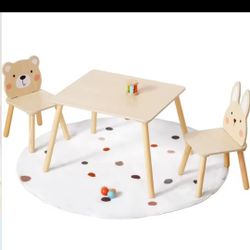 Oook Toddler Table Chairs Set with 2 Animal Chairs