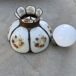 Antique Glass And Pewter Kitchen Light