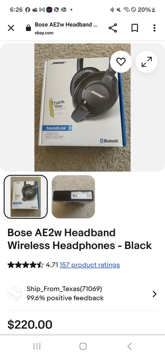 Bose Headphones Ae2w Bluetooth Headphone