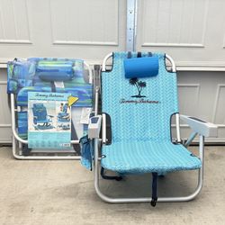 2 Tommy Bahama 5-Position Classic Lay Flat Folding Backpack Beach Chairs