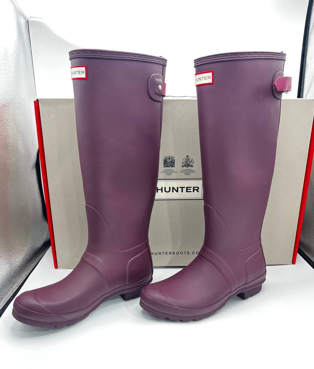 Hunter Rain Boots Tall Purple Size 8 Wellies Good Free Shipping NEW